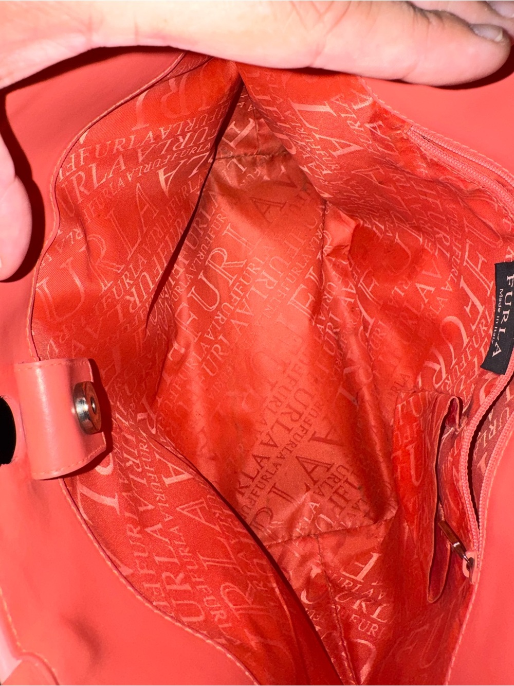 Furla Made in Italy Coral Pink Bow Leather Tote Shoulder Bag - Picture 9 of 9